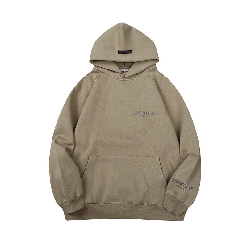Fear of God Essentials Hoodie Flocked Logo Khaki