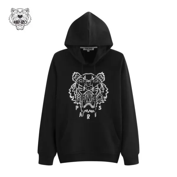 Kenzo Tiger Embroidered Black Hoodie - 10
