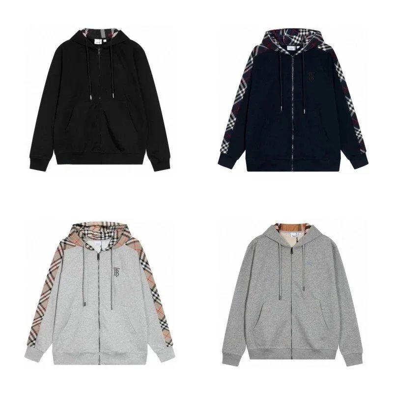 Burberry Check Panel Zip-Up Ho