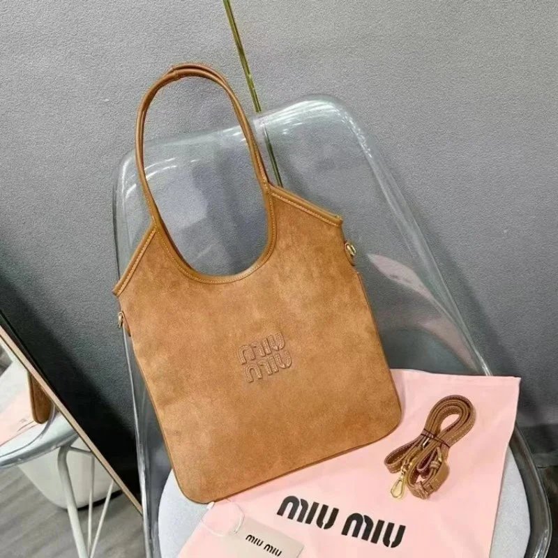 Miu Miu Miu Miu Suede Shoulder Bag in Tan A24 Brown