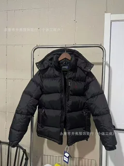 thumbnail for 跨境高版拉夫小马刺绣加厚防风防水保暖棉服男女款可拆卸连帽外套