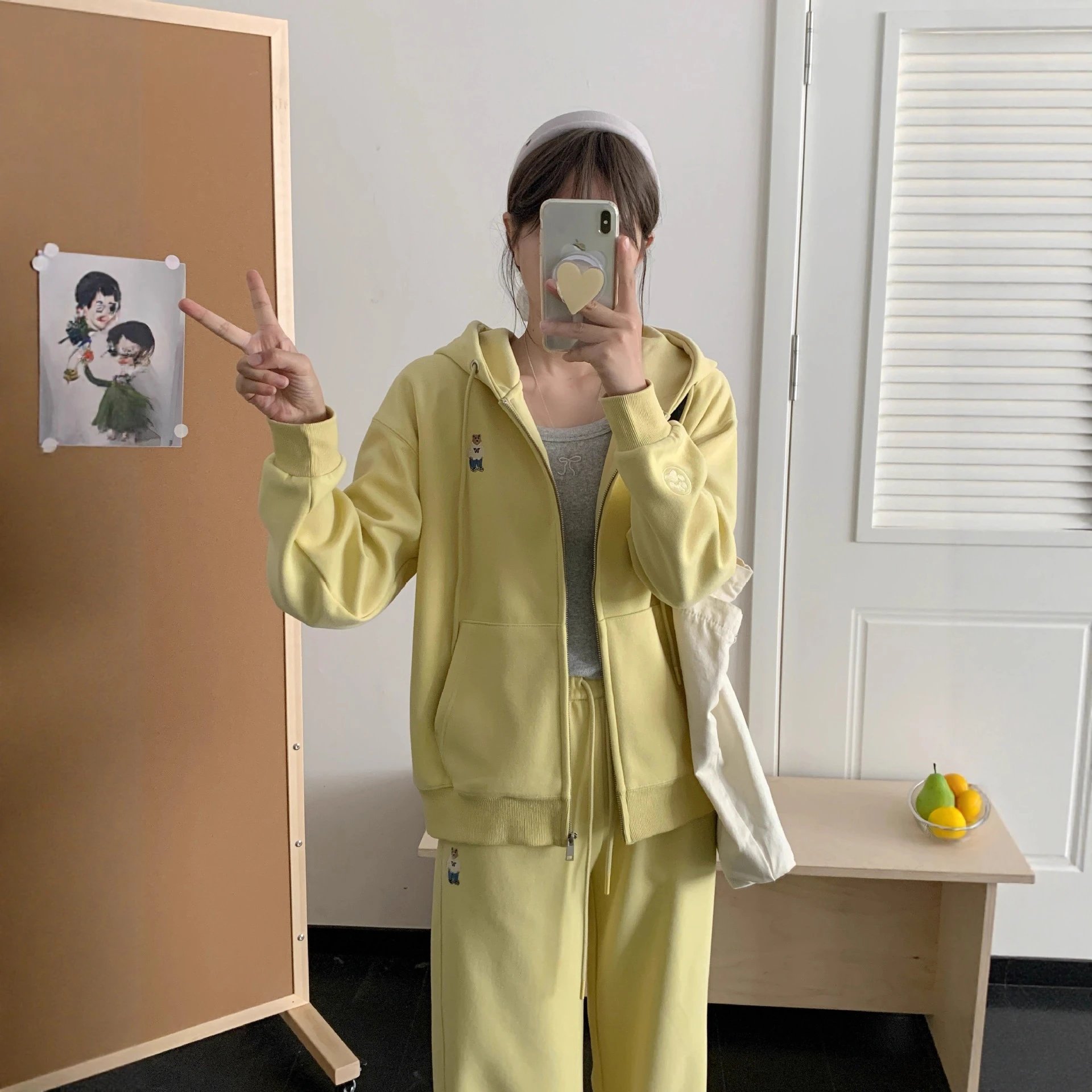 学院风卫衣上衣女连帽2025年秋季新款运动风休闲开衫美式高街外套 - 135619