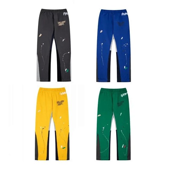 Classic Hand-Painted Splatter Graffiti Print Patchwork Pure Cotton Sweatpants Couple Casual Pants