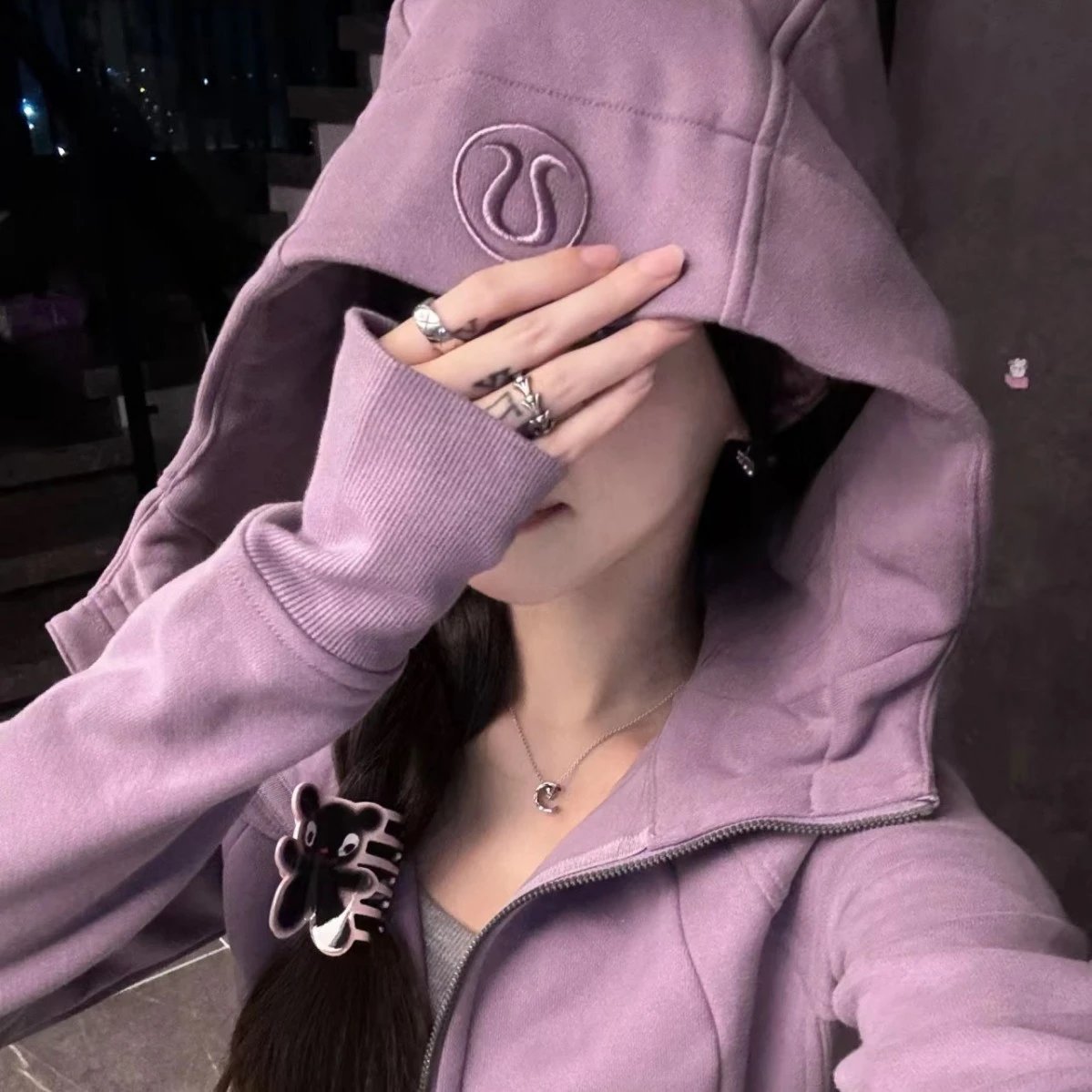女士连帽修身卫衣休闲运动瑜伽上衣外套 - 135321