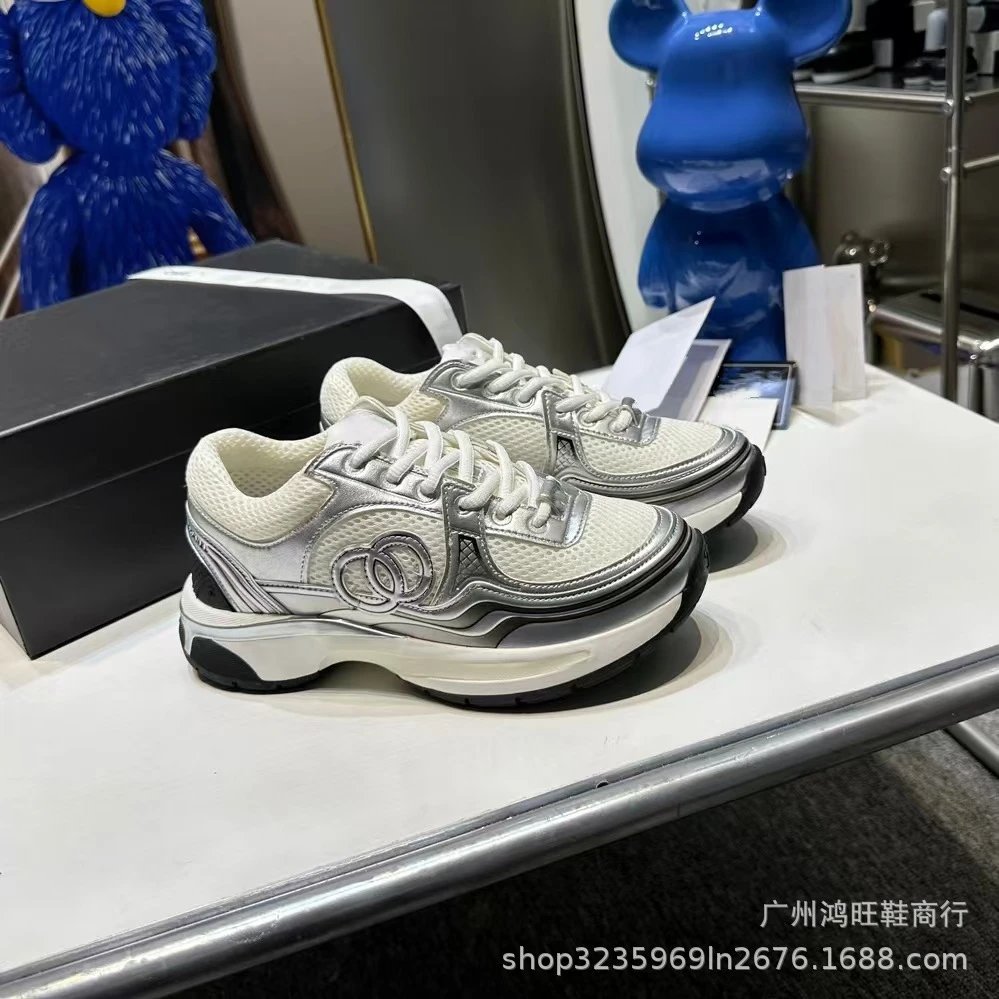 运动鞋女2024新款网面百搭低帮休闲鞋厚底老爹鞋女