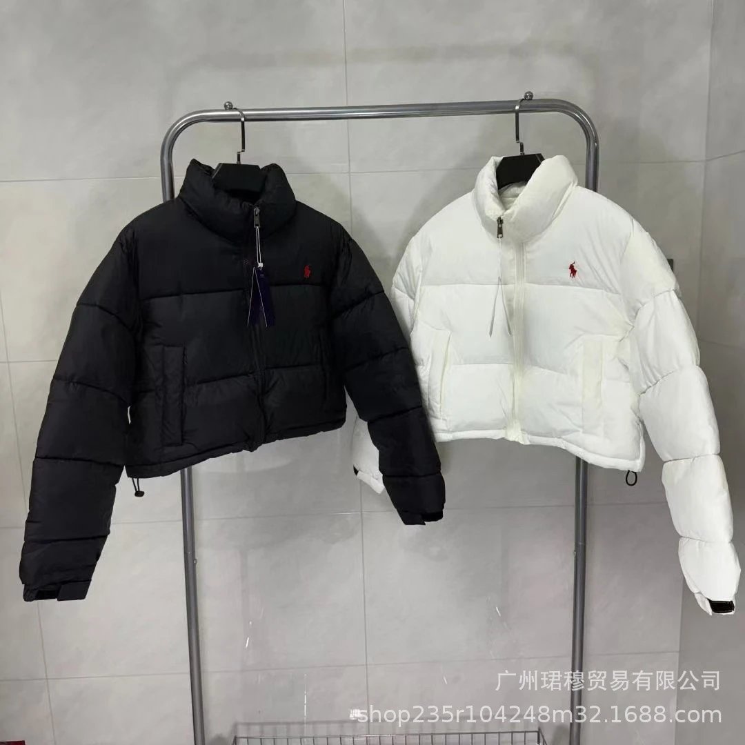 小马刺绣经典休闲女士时尚高腰短款棉服外套 - 134321