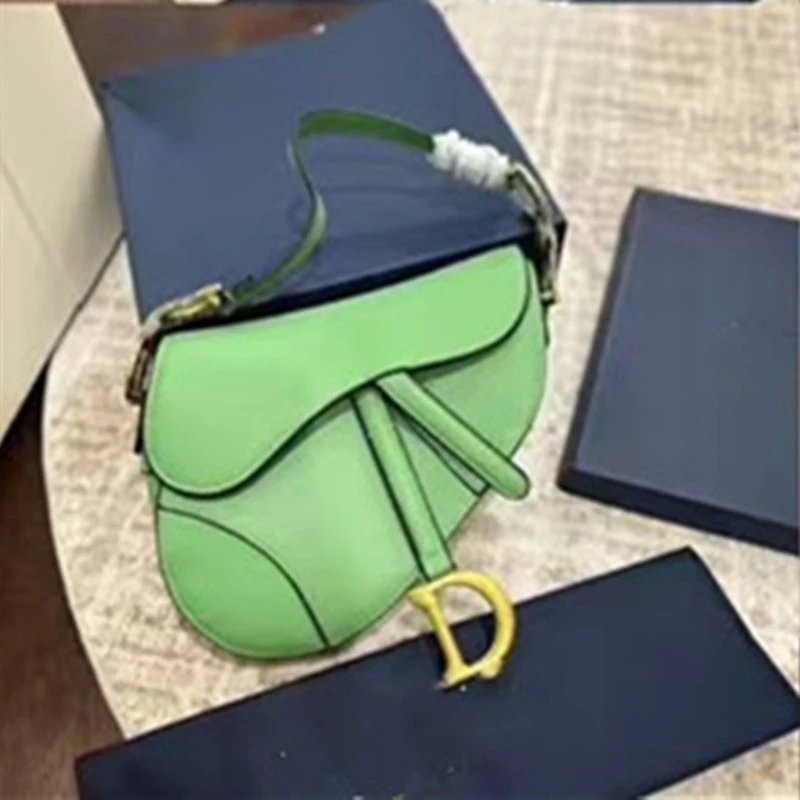 Dior Crossbody Bags Saddle Bag with D Charm — Light green saddle