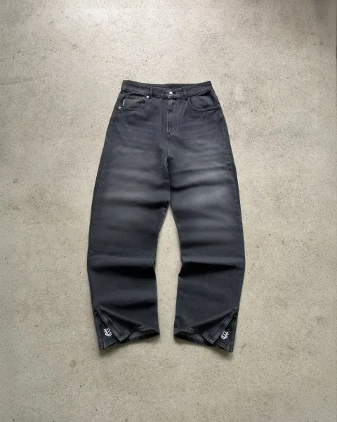 Denim Tears Zip-Cuff Wide-Leg Black Jeans - 1