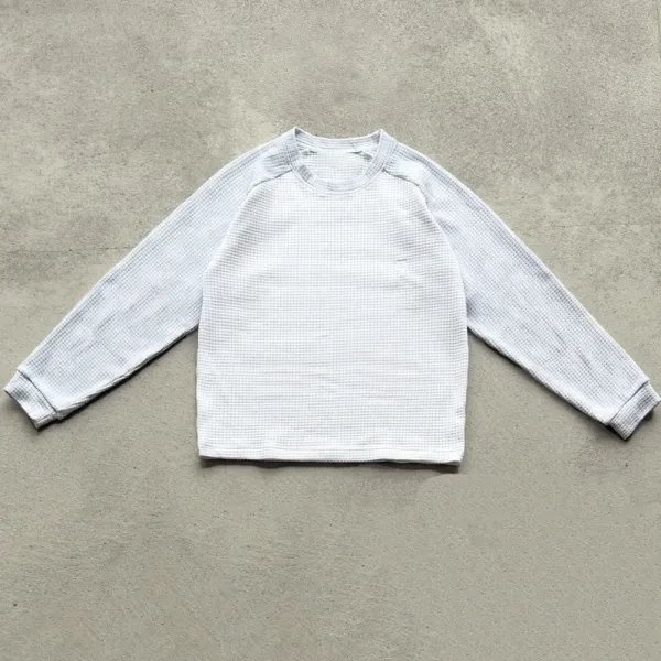 Design Waffle Knit Long Sleeve Base Layer White - 1