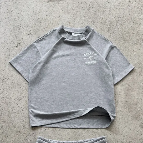 Design Suvene AVNT GRD Cropped T-Shirt Gray T-Shirts - 1