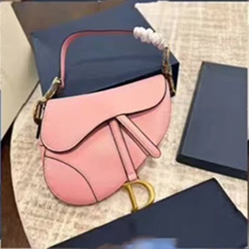 Dior Crossbody Bags Saddle Bag with D Charm — Pink saddle