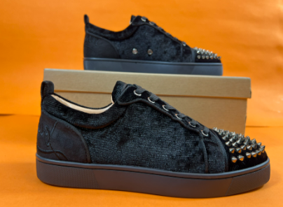 Christian Louboutin black velvet studded sneakers product photo 4
