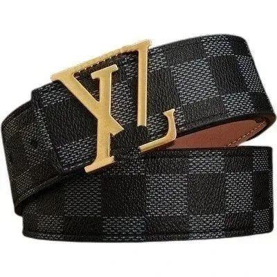 Louis Vuitton Damier Graphite Belt with Gold-Tone LV Buckle - 7