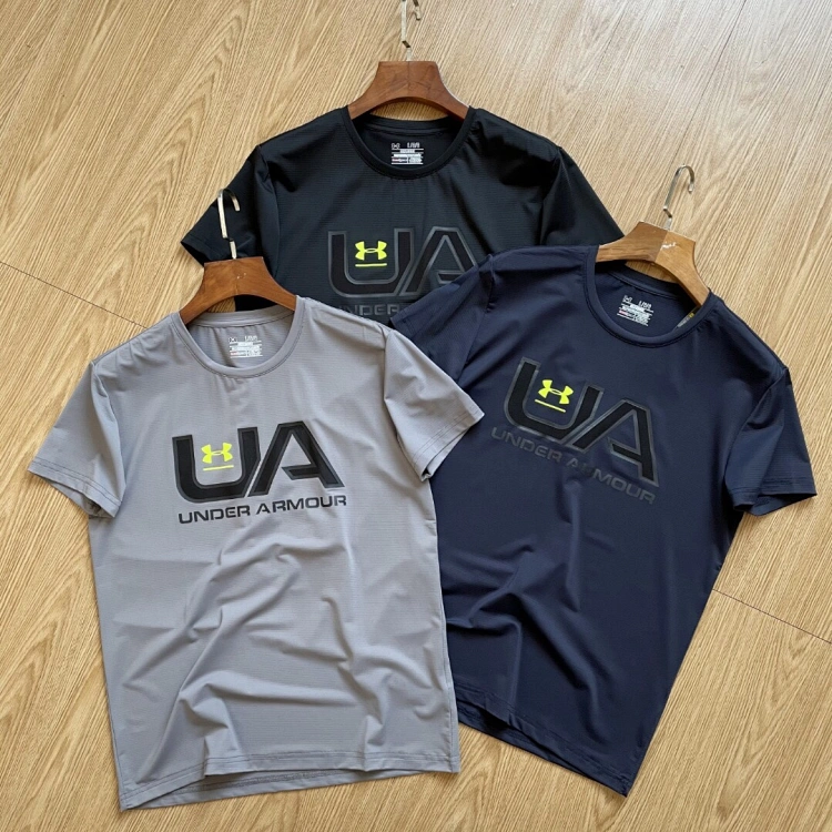 4色可选、透气速干：UA 男款字母镂空运动T恤