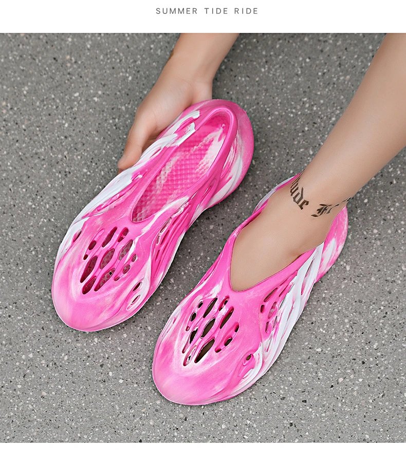 Design Yeezy Foam Runner-Inspired Purple Marbled Slide Sandals - 12