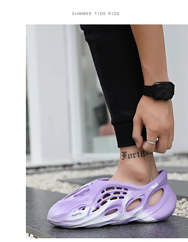 Design Yeezy Foam Runner-Inspired Purple Marbled Slide Sandals - 16