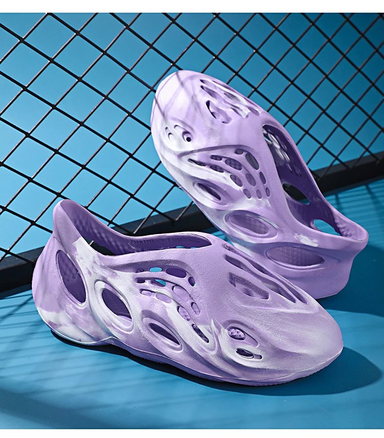 Design Yeezy Foam Runner-Inspired Purple Marbled Slide Sandals - 23