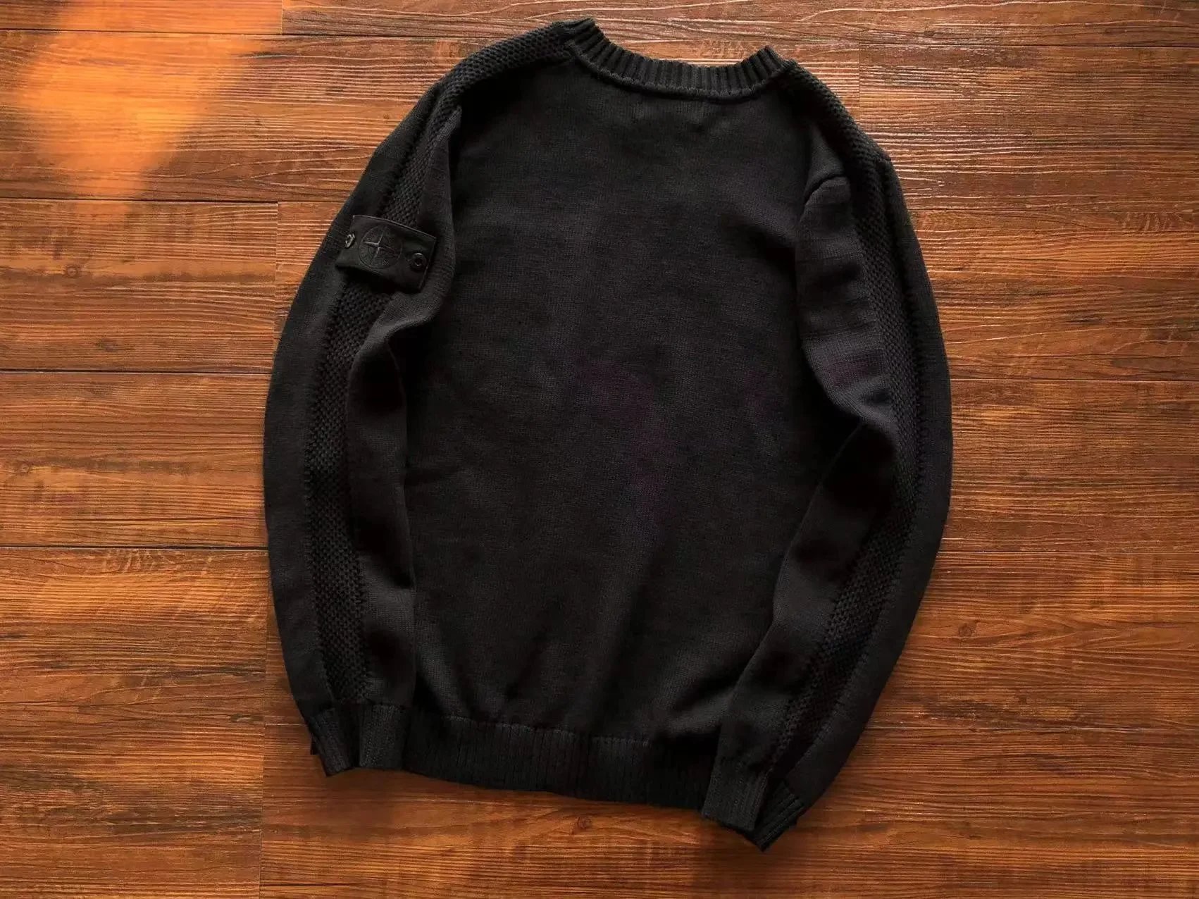 Stone Island Knitwear Crewneck knit sweater with Compass badge sleeve patch — 40