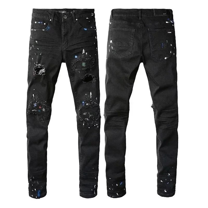 Amiri Distressed printed denim jeans image 8