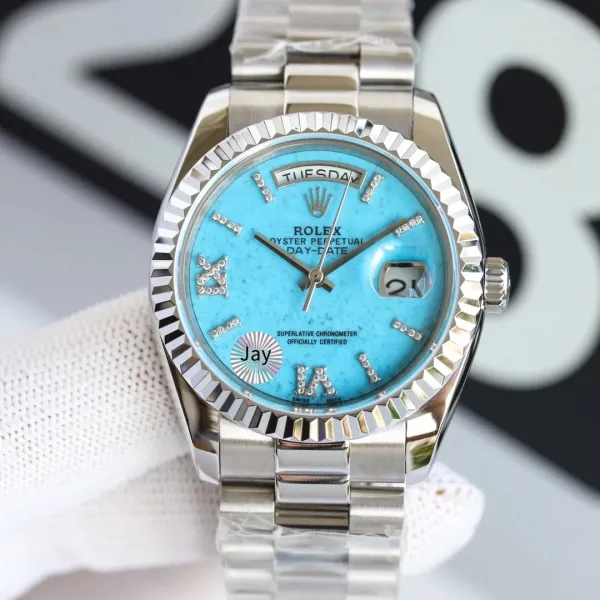 Rolex Day-Date Turquoise Lapis Lazuli Dial Mechanical Watch - 1