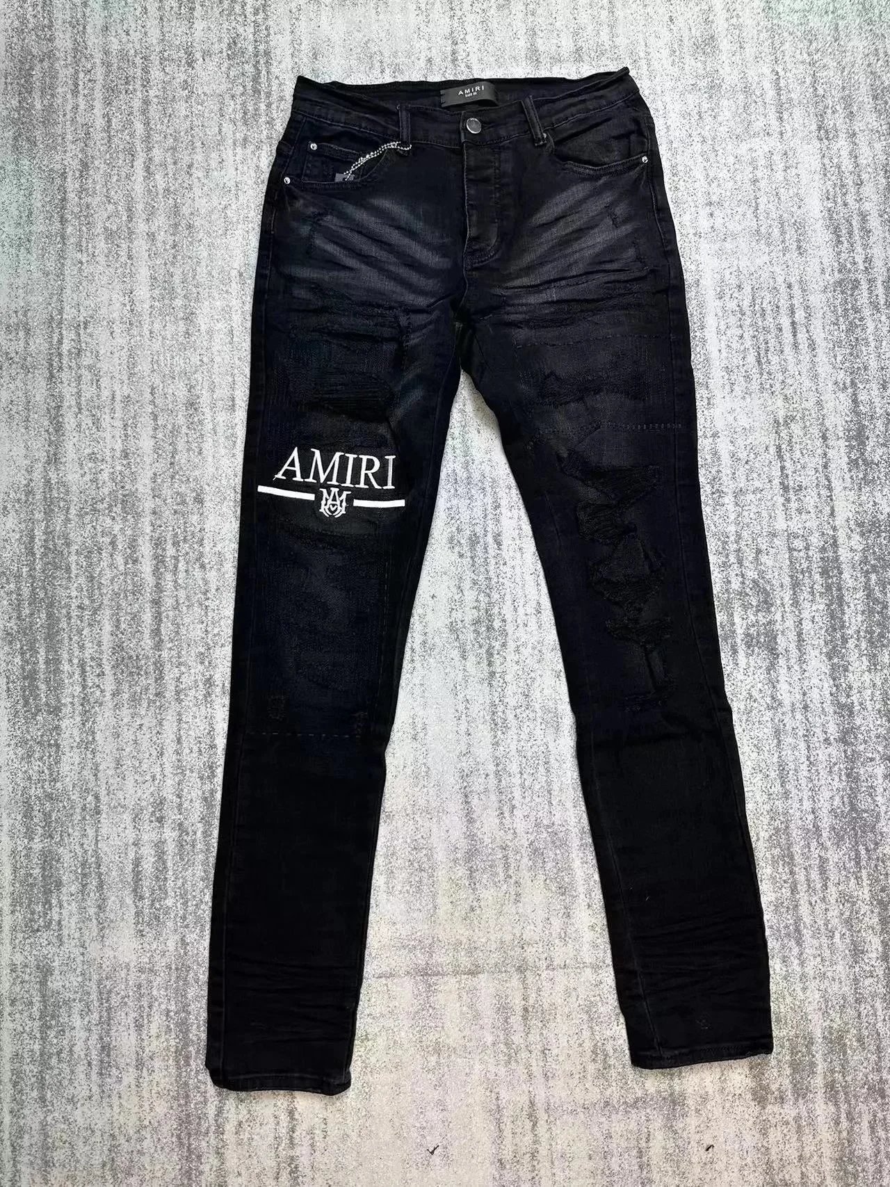 Amiri Distressed printed denim jeans — 11 Black 002