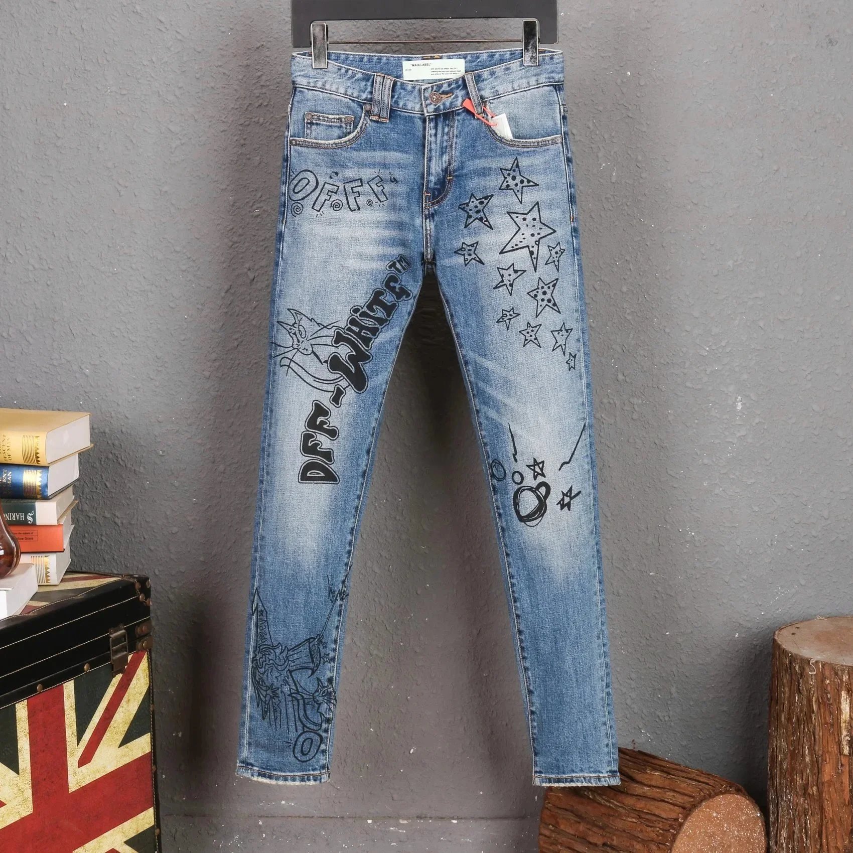 Amiri Distressed printed denim jeans — 27 Black 002