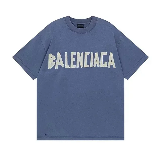 Balenciaga T-Shirts Oversized short-sleeve T-shirt with distressed logo print product detail image 1