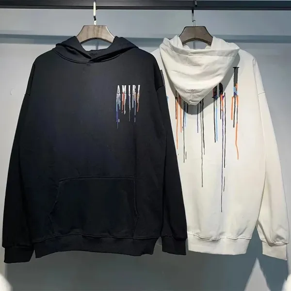 Amiri Drip Logo Hoodie Black and White - 1