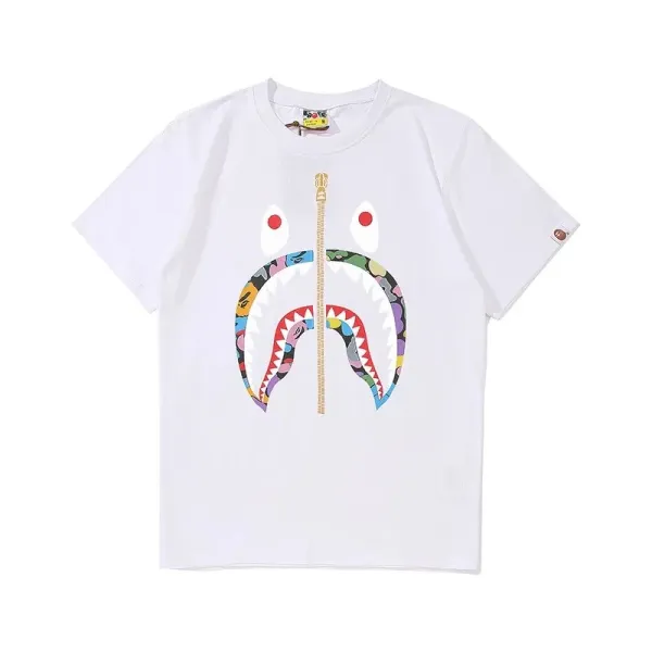 A Bathing Ape Shark Face Zipper T-Shirt White - 1