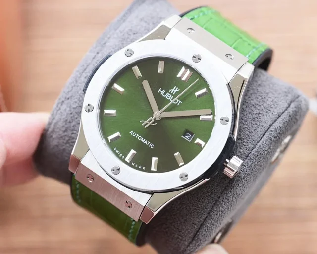 Hublot Watches Automatic date watch with crystal-set bezel and crocodile-pattern leather strap product detail image 7
