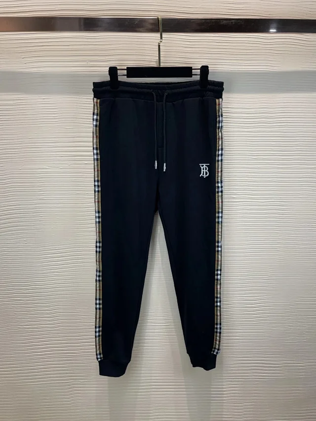 Burberry Trousers Drawstring jogger with check side panels product detail image 4