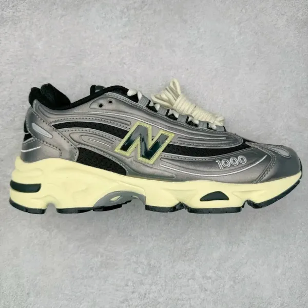 New Balance 1000 Silver Chrome Yellow Chunky Sneakers - 1