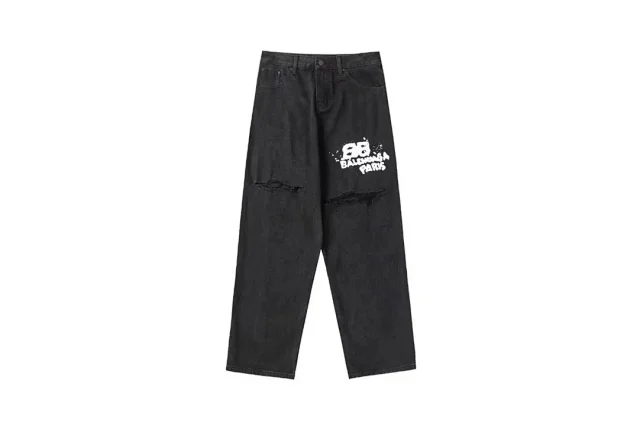 Balenciaga Trousers Logo-print wide-leg product detail image 7