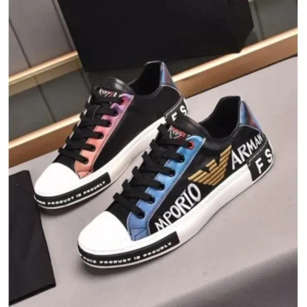 Emporio Armani FS Logo Print Multicolor Low-Top Sneakers - 1