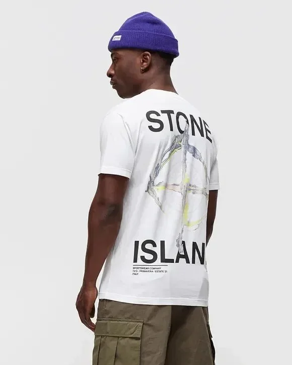 Stone Island T-Shirts 04YHH41 compass-logo short-sleeve T-shirt product detail image 7
