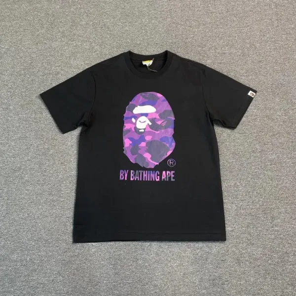 A Bathing Ape Purple Camo Big Ape Head T-Shirt - 1