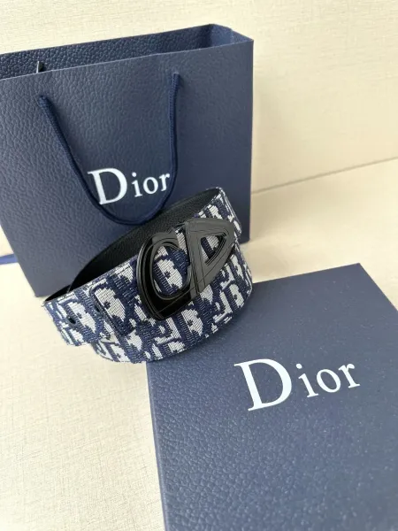 Dior Oblique Canvas Belt Navy Blue - 1