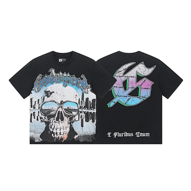 Godspeed T-Shirts Vintage-washed graphic print crew-neck product detail image 12