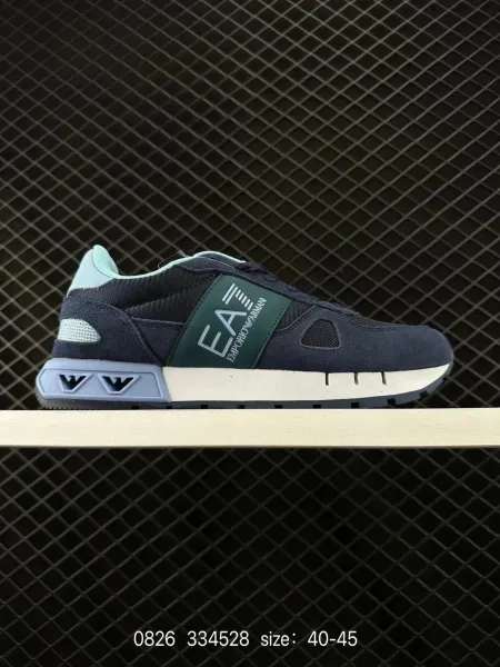 EA7 Emporio Armani Runner Navy Green Accent Sneakers - 1