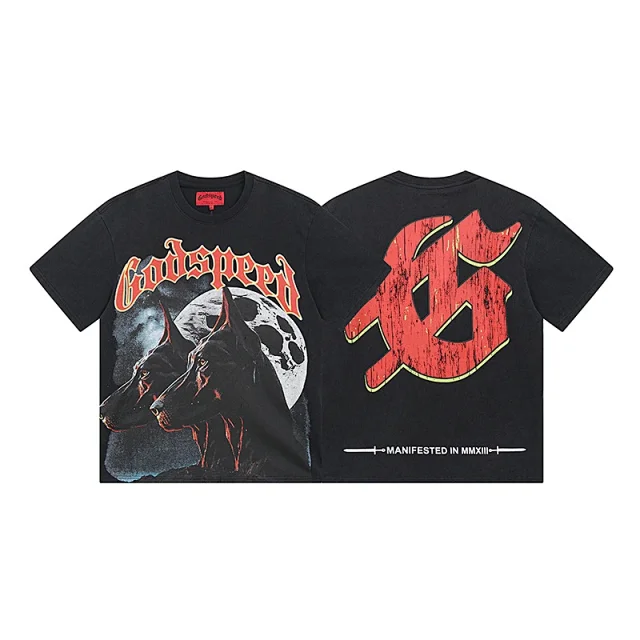 Godspeed T-Shirts Vintage-washed graphic print crew-neck product detail image 10