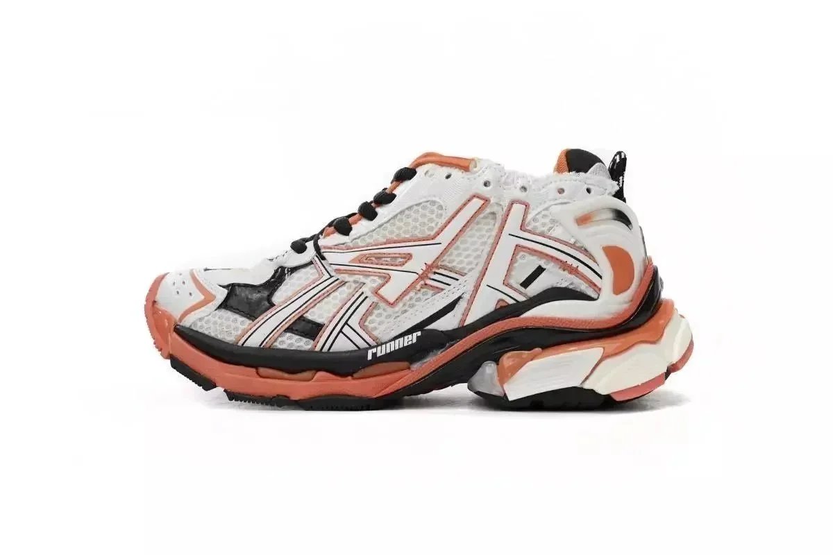 Unbranded Sneakers Chunky mesh running-style — White Orange Black