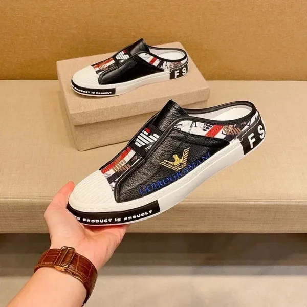 Emporio Armani x F.S. Logo Print Slip-On Sneakers Black Multicolor - 1