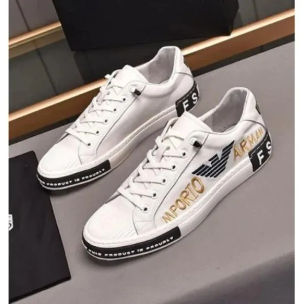 Emporio Armani FS Logo White Leather Sneakers - 1