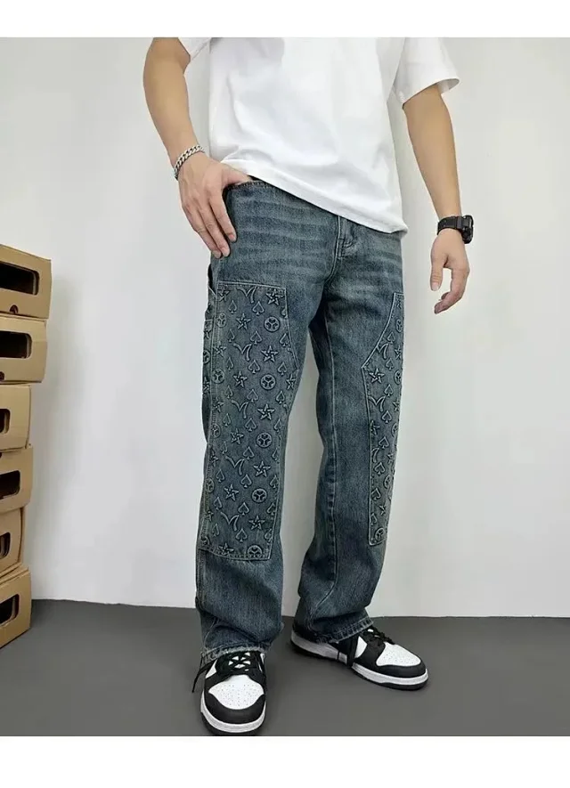 Louis Vuitton Jeans M1 monogram patchwork with zip hems product detail image 2