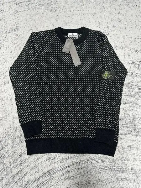 Stone Island Knit Sweater with Compass Logo Black - 1