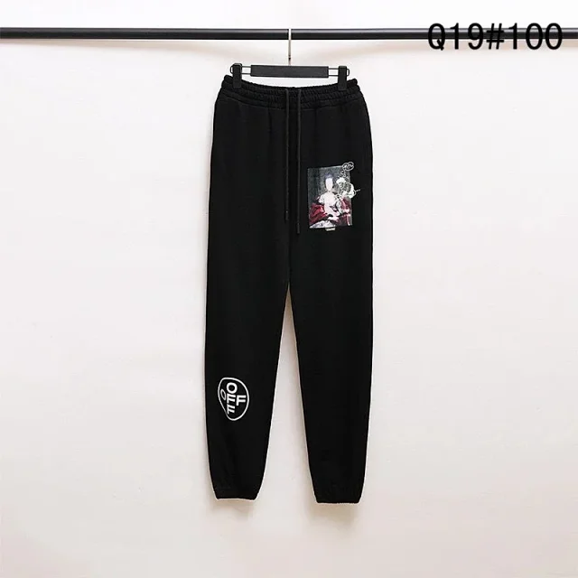 Off-White Trousers Elastic-Waist Jogger Sweatpants with Diagonal Leg Graphics product detail image 28