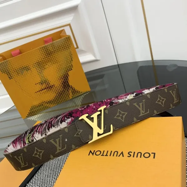 Louis Vuitton Monogram Floral Reversible Belt Brown/Pink Leather Belt - 1