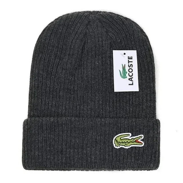 Lacoste Hats Ribbed knit cuff beanie with crocodile patch product detail image 7