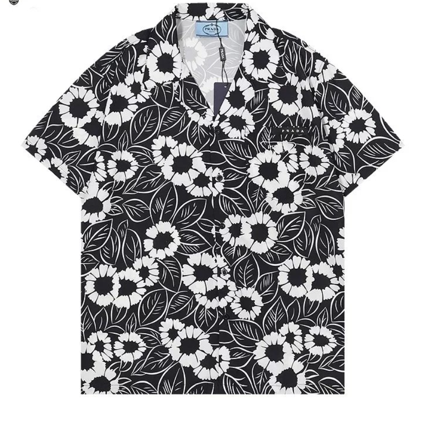 Prada Shirts Short-Sleeve Camp-Collar Logo Shirt — 17