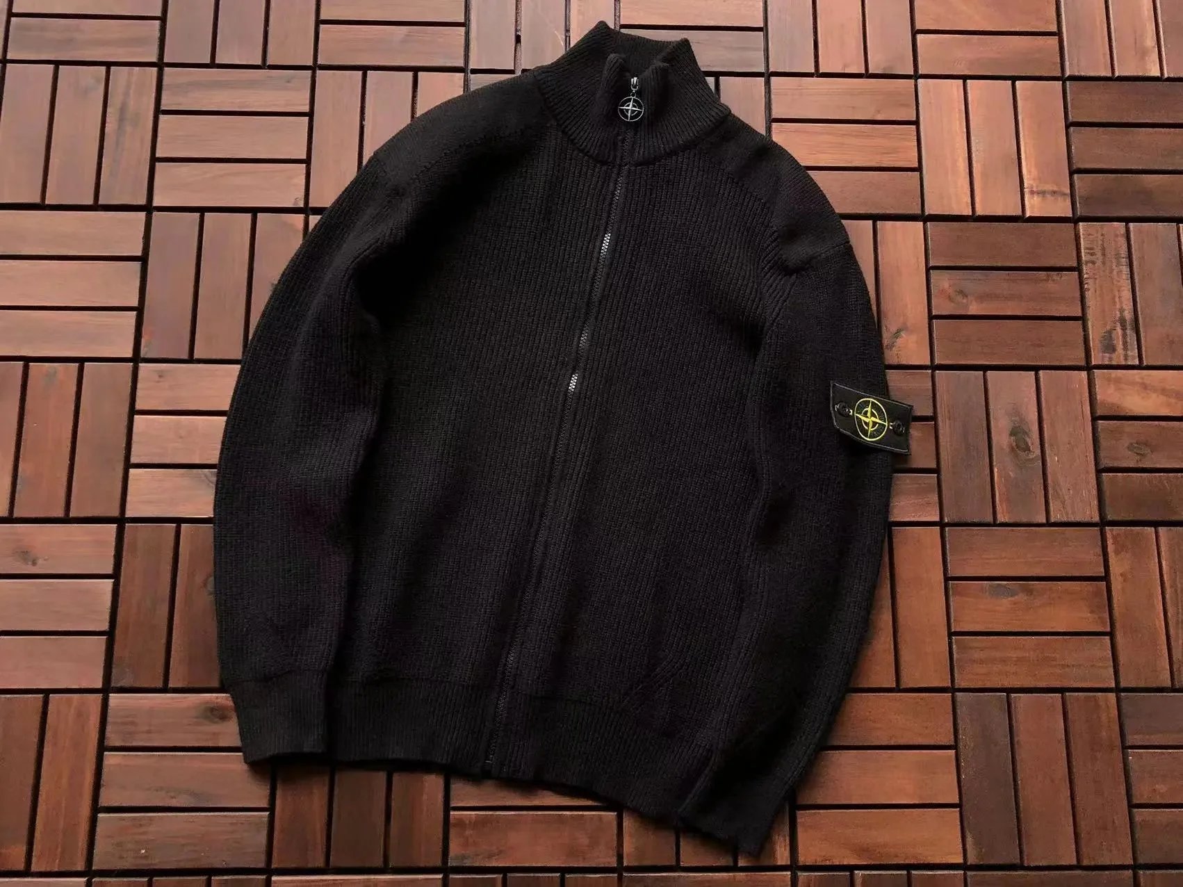 Stone Island Knitwear Crewneck knit sweater with Compass badge sleeve patch — 17